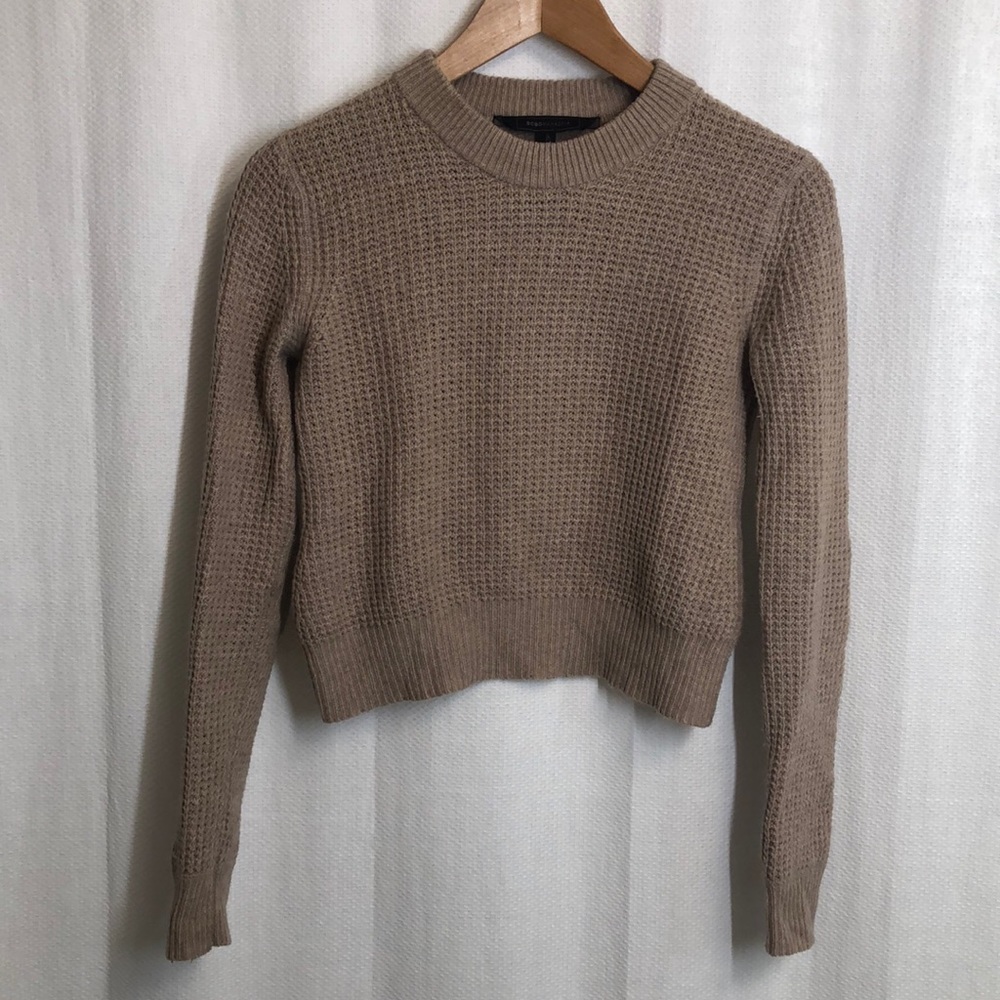 BCBG cropped wool cashmere blend sweater